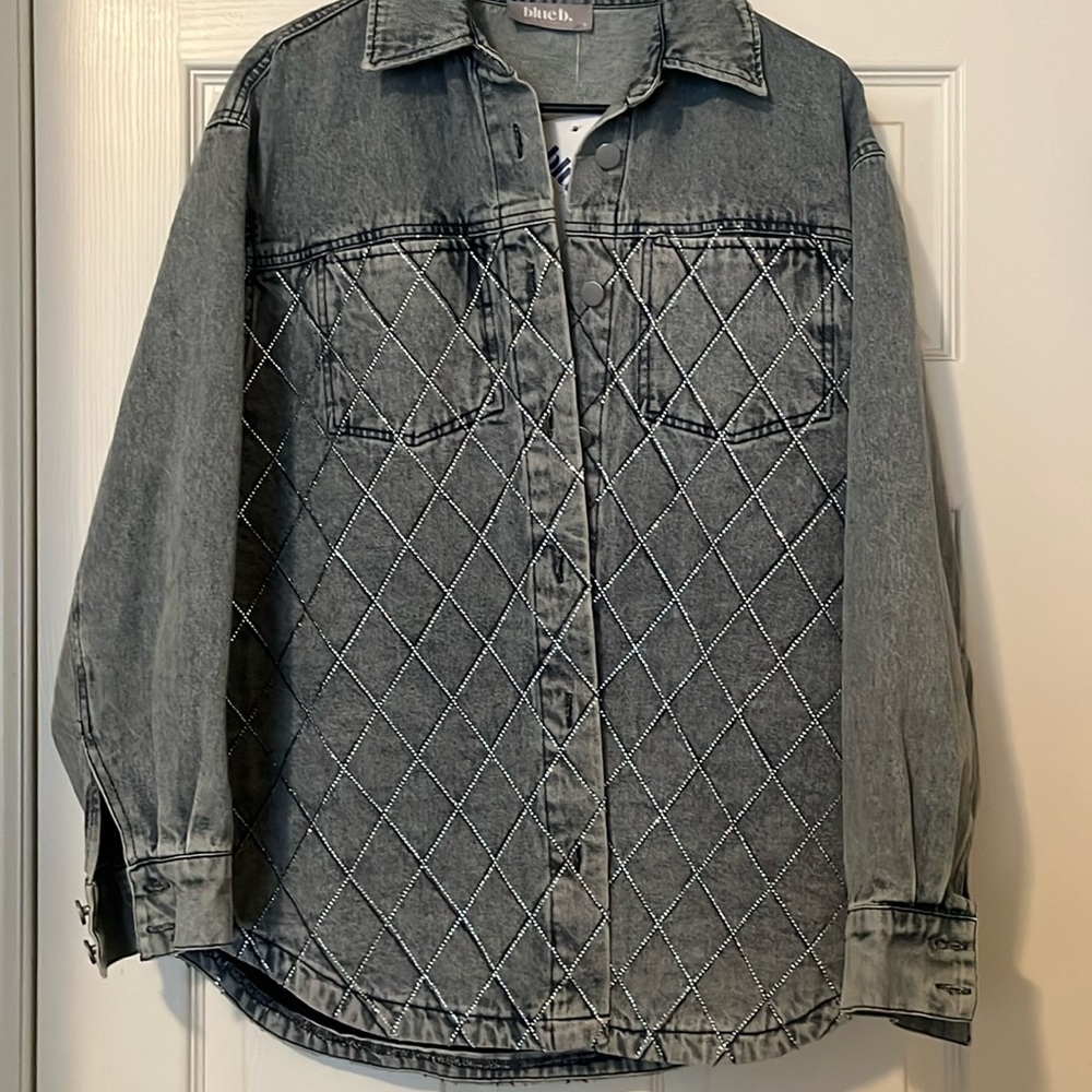 Blue B rhinestone jean jacket